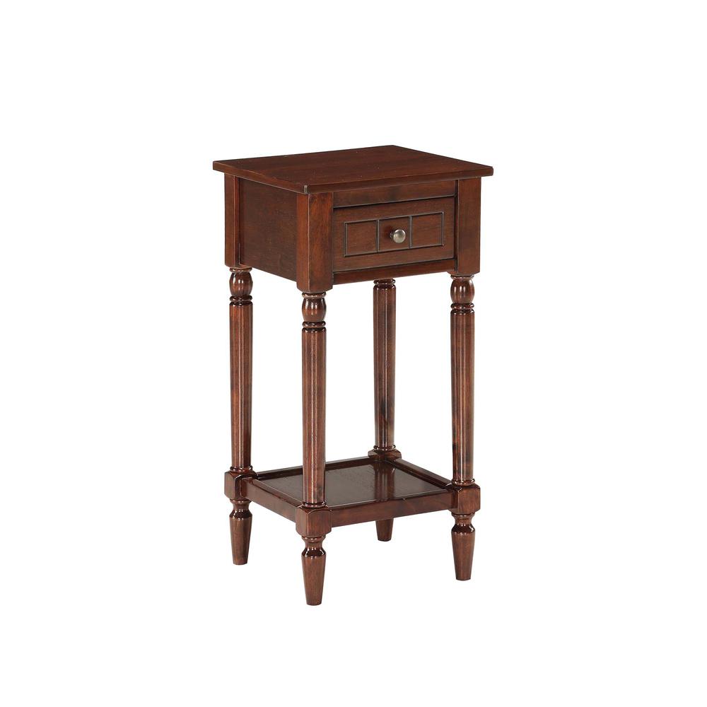 French Country Khloe 1 Drawer Accent Table with Shelf Espresso