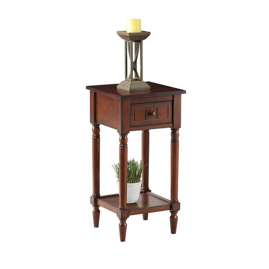 French Country Khloe 1 Drawer Accent Table with Shelf Mahogany