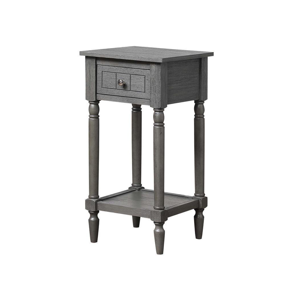 French Country Khloe 1 Drawer Accent Table with Shelf Wirebrush Dark Gray