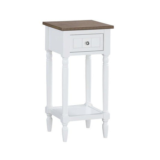 French Country Khloe 1 Drawer Accent Table with Shelf Driftwood/White