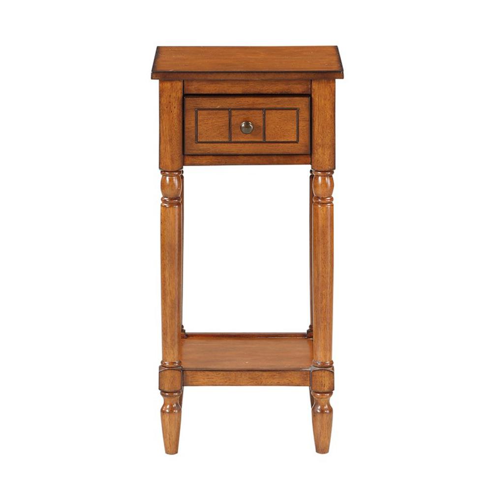 French Country Khloe 1 Drawer Accent Table with Shelf Walnut