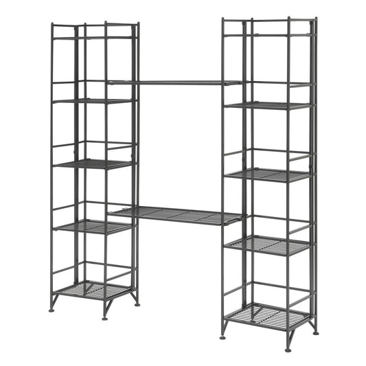 Xtra Storage 5 Tier Folding Metal Shelves with Set of 2 Extension Shelves