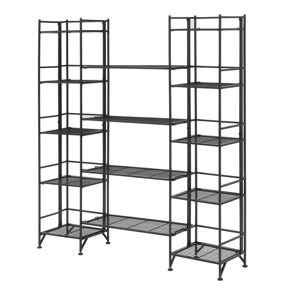 Xtra Storage 5 Tier Folding Metal Shelves with Set of 4 Extension Shelves