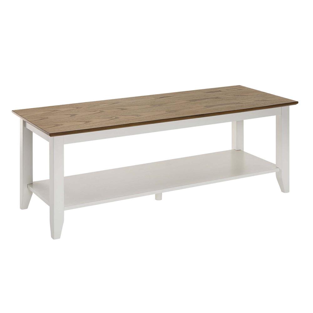 American Heritage Coffee Table with Shelf, Driftwood/White