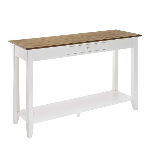 American Heritage 1 Drawer Console Table with Shelf, Driftwood/White