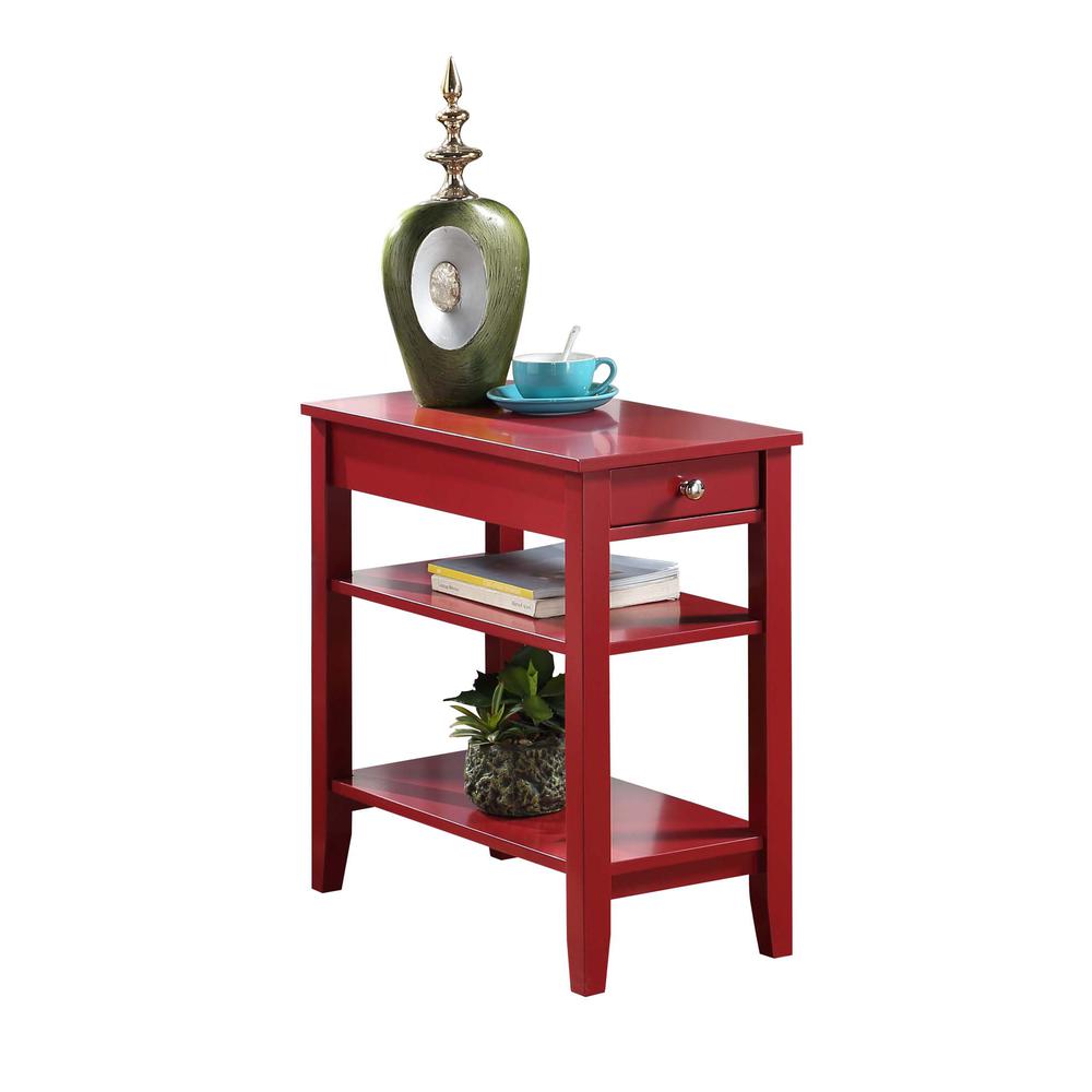 American Heritage 1 Drawer Chairside End Table with Shelves Cranberry Red