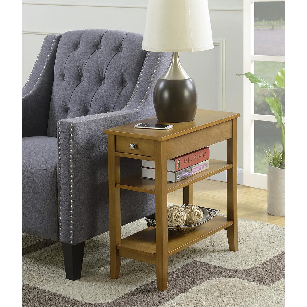 American Heritage 1 Drawer Chairside End Table with Shelves Light Walnut