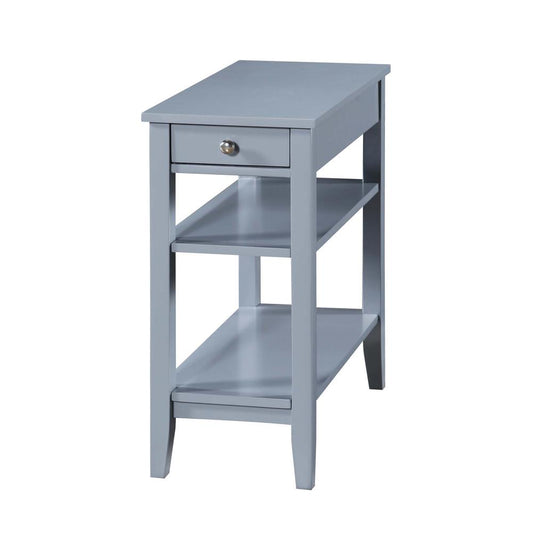 American Heritage 1 Drawer Chairside End Table with Shelves Gray