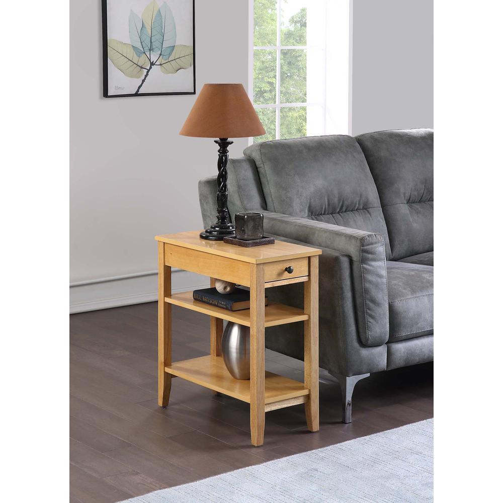 American Heritage 1 Drawer Chairside End Table with Shelves Natural