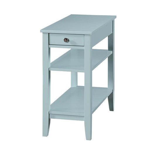 American Heritage 1 Drawer Chairside End Table with Shelves Sea Foam Blue