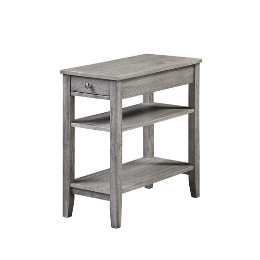 American Heritage 1 Drawer Chairside End Table with Shelves Wirebrush Light Gray