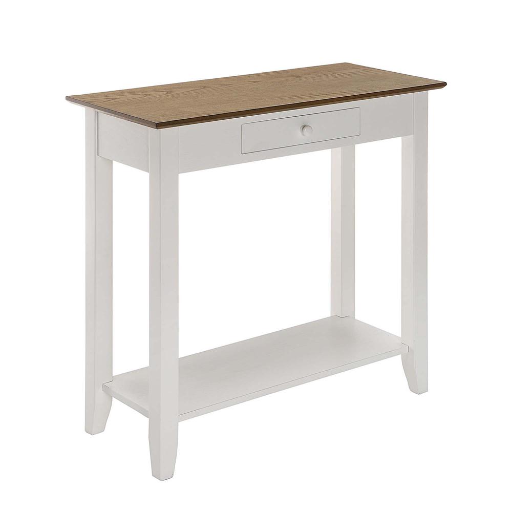 American Heritage 1 Drawer Hall Table with Shelf, Driftwood/White