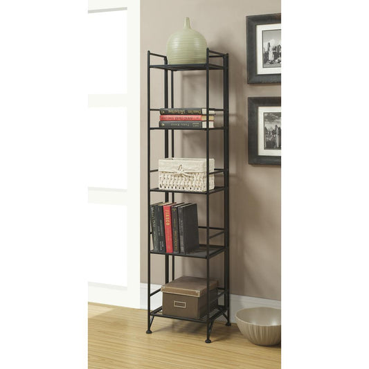 Xtra Storage 5 Tier Folding Metal Shelf Black