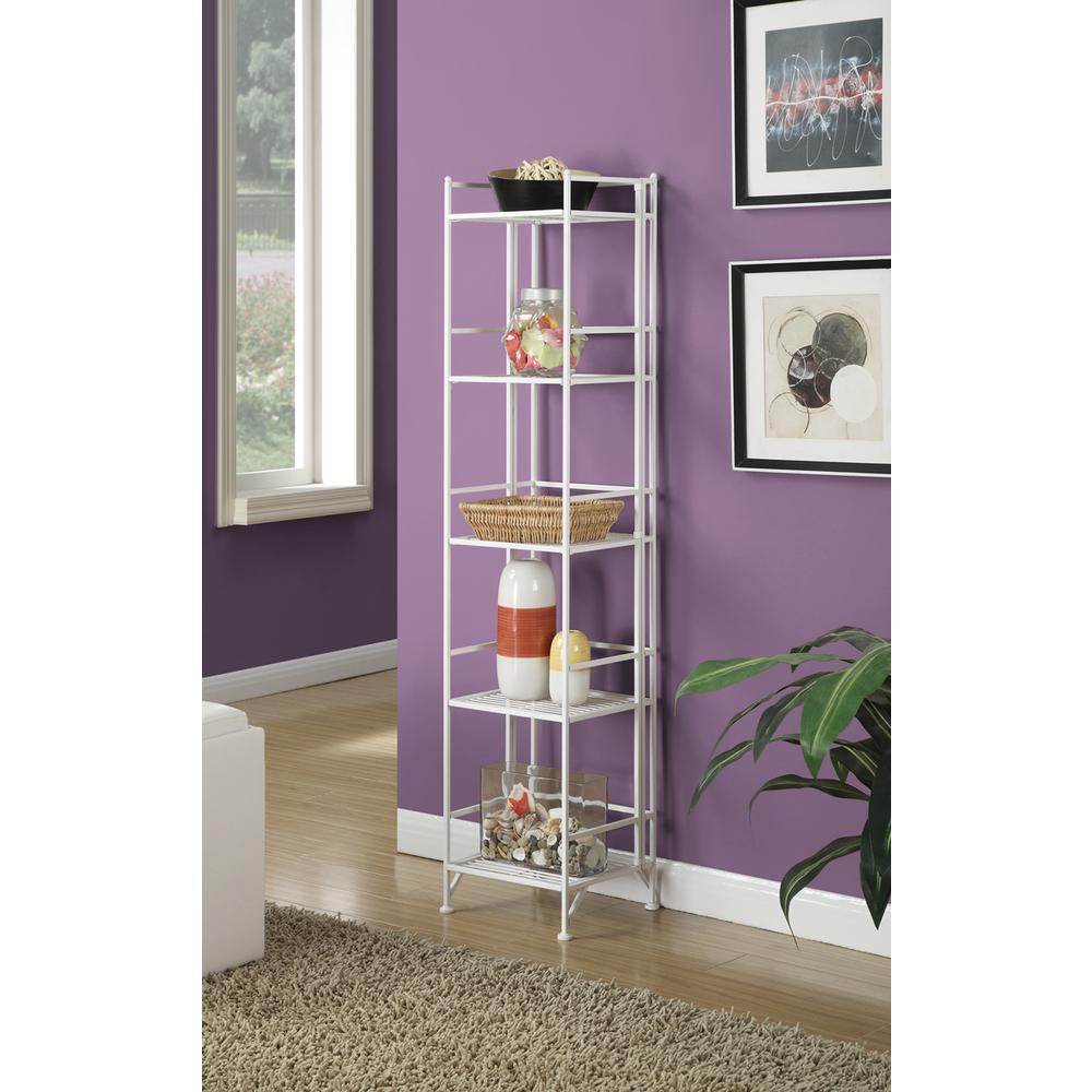 Xtra Storage 5 Tier Folding Metal Shelf White