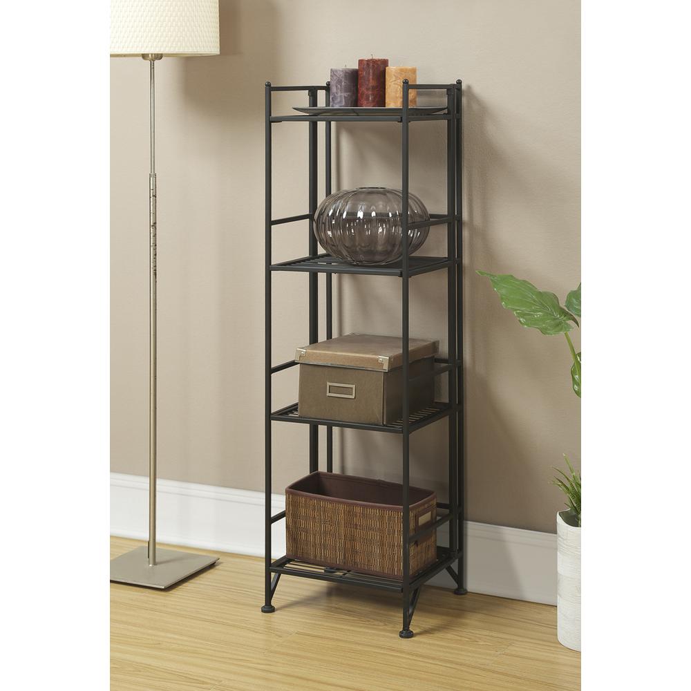 Xtra Storage 4 Tier Folding Metal Shelf Black