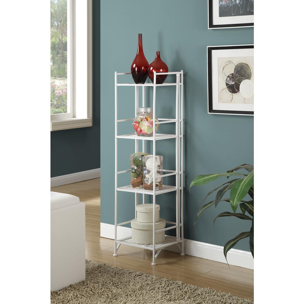 Xtra Storage 4 Tier Folding Metal Shelf White