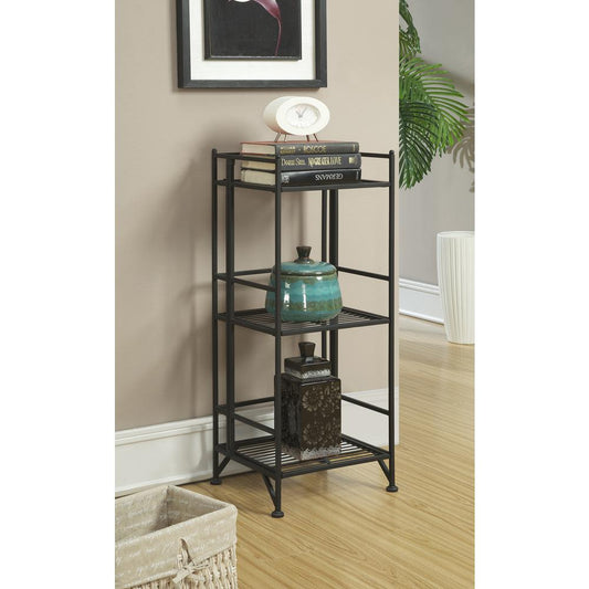 Xtra Storage 3 Tier Folding Metal Shelf Black