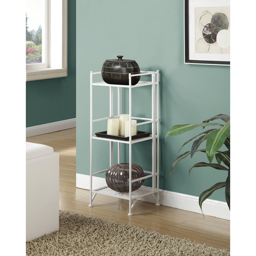 Xtra Storage 3 Tier Folding Metal Shelf White