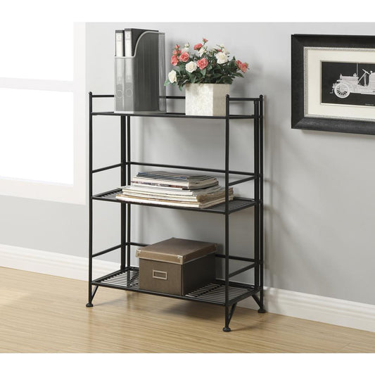 Xtra Storage 3 Tier Wide Folding Metal Shelf Black