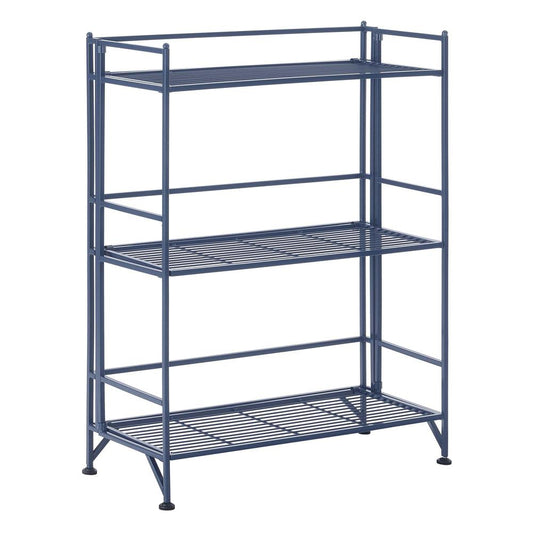 Xtra Storage 3 Tier Wide Folding Metal Shelf Cobalt Blue