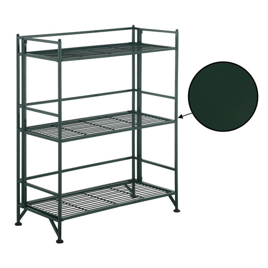 Xtra Storage 3 Tier Wide Folding Metal Shelf, Green