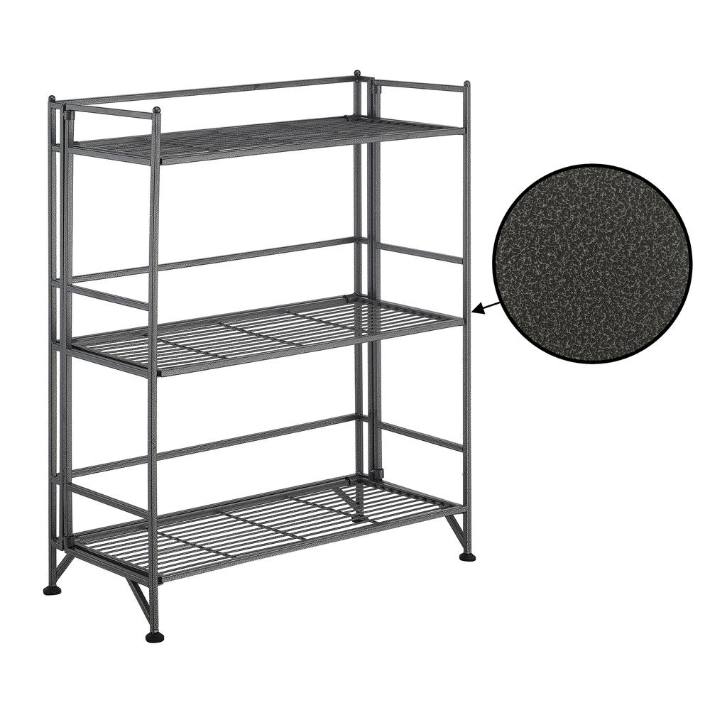 Xtra Storage 3 Tier Wide Folding Metal Shelf, Gray