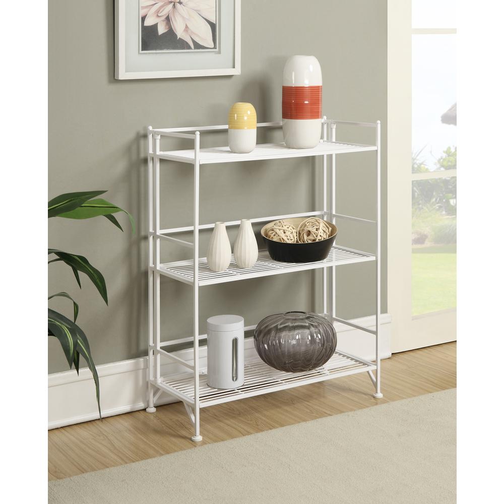 Xtra Storage 3 Tier Wide Folding Metal Shelf White