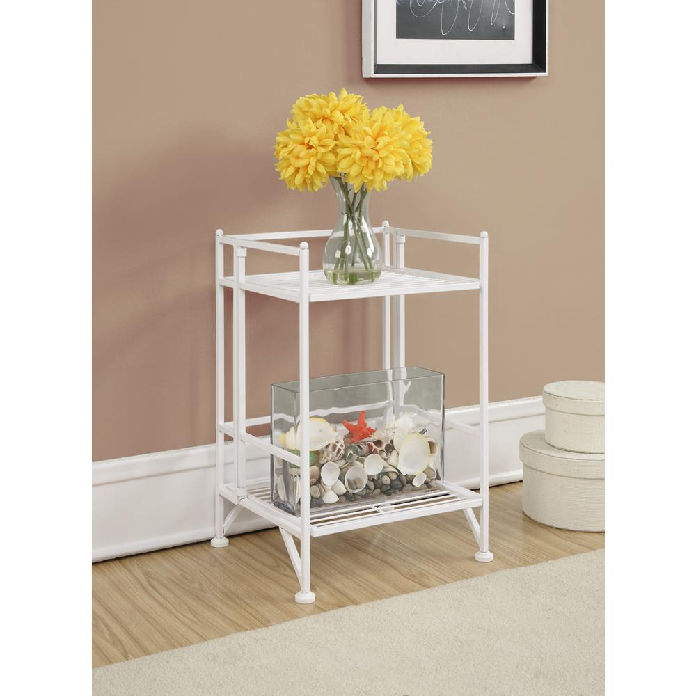 Xtra Storage 2 Tier Folding Metal Shelf White