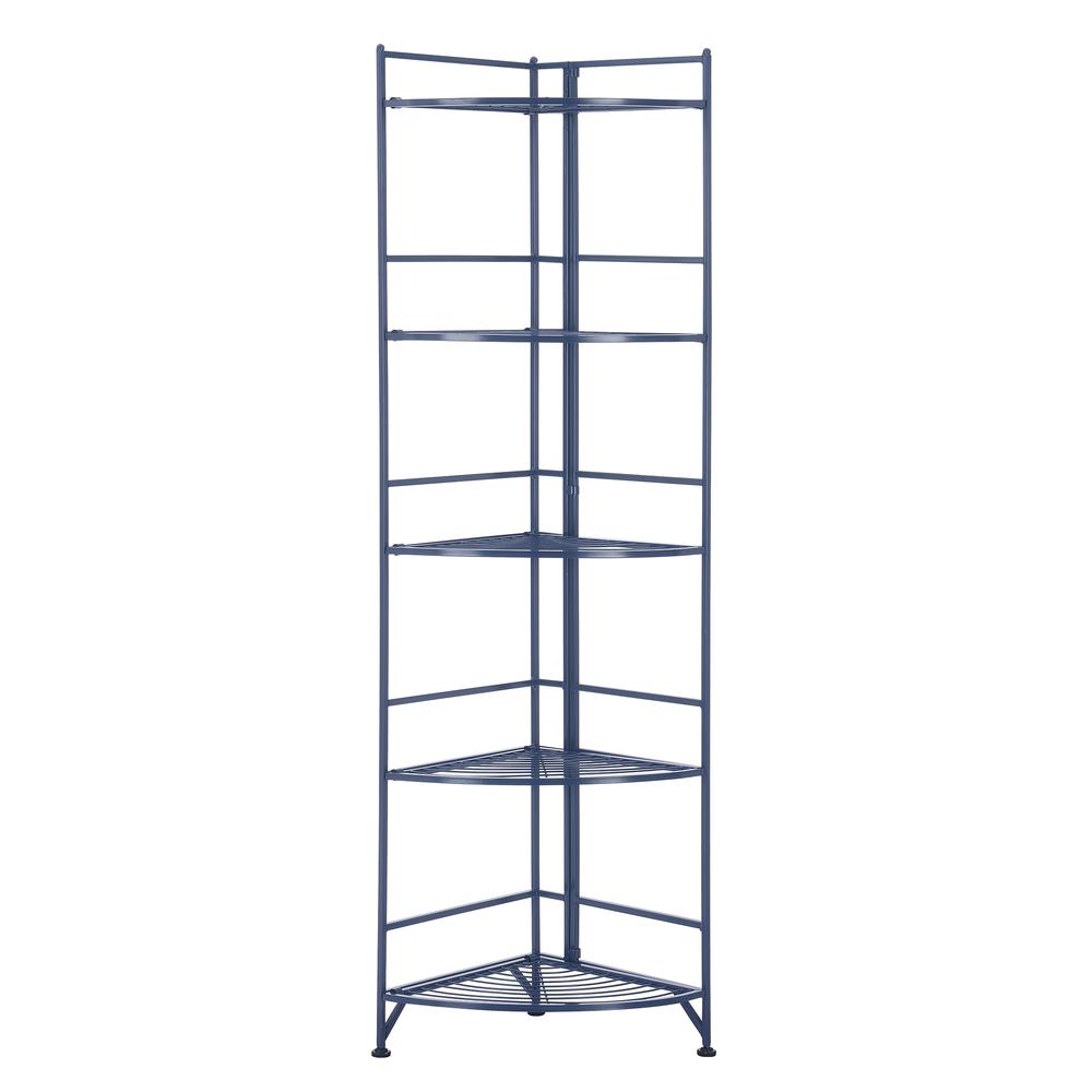 Xtra Storage 5 Tier Folding Metal Corner Shelf Cobalt Blue