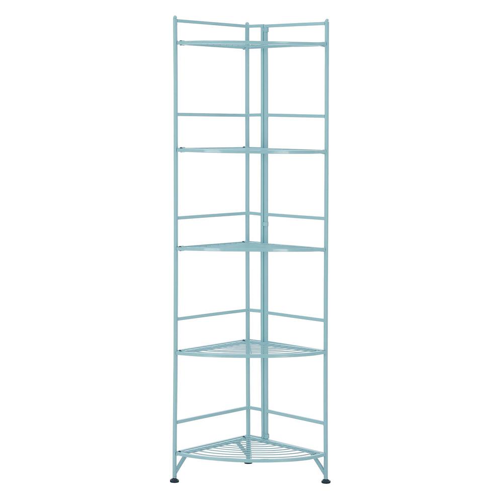 Xtra Storage 5 Tier Folding Metal Corner Shelf Sea Foam