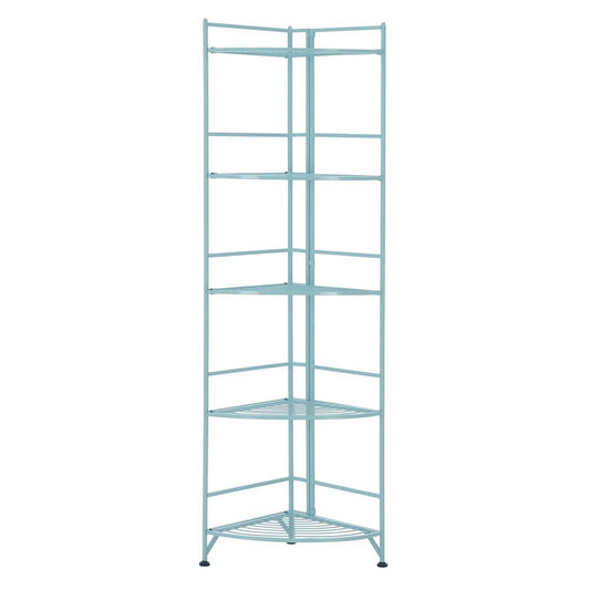 Xtra Storage 5 Tier Folding Metal Corner Shelf Sea Foam