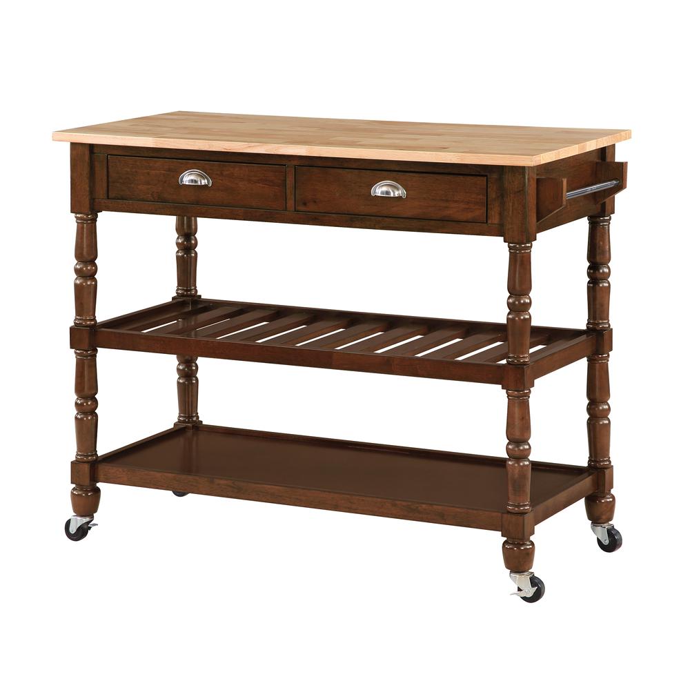 French Country 3 Tier Butcher Block Kitchen Cart w/ Drawers