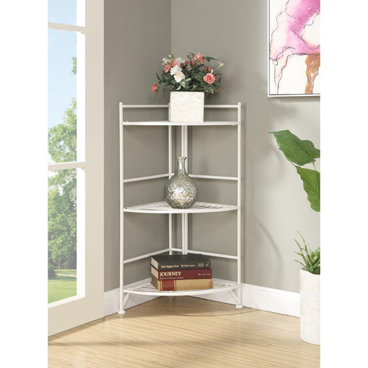 Xtra Storage 3 Tier Corner Folding Metal Corner Shelf White