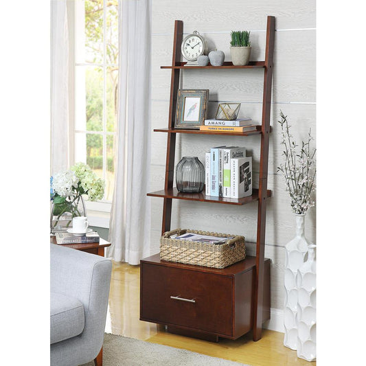 American Heritage Ladder Bookcase with File Drawer