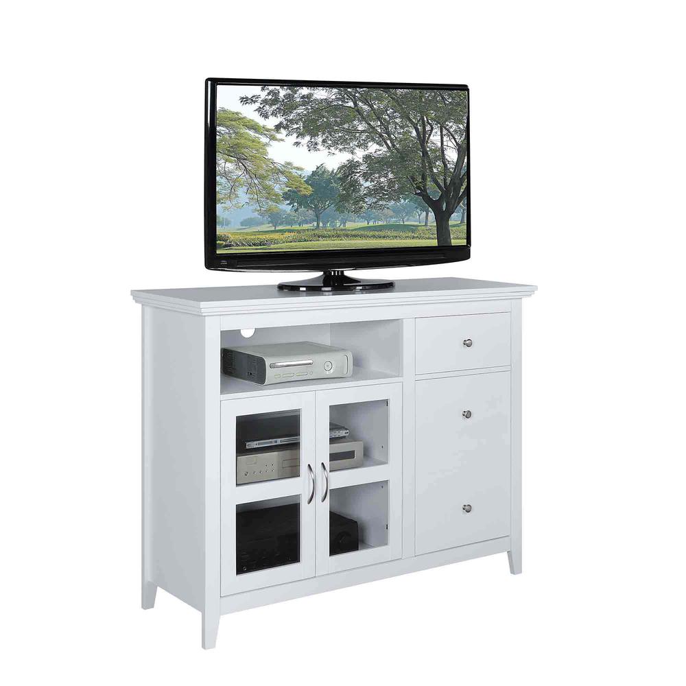 Highlander 1 Drawer TV Stand with Storage Cabinets and Shelves, White Finish