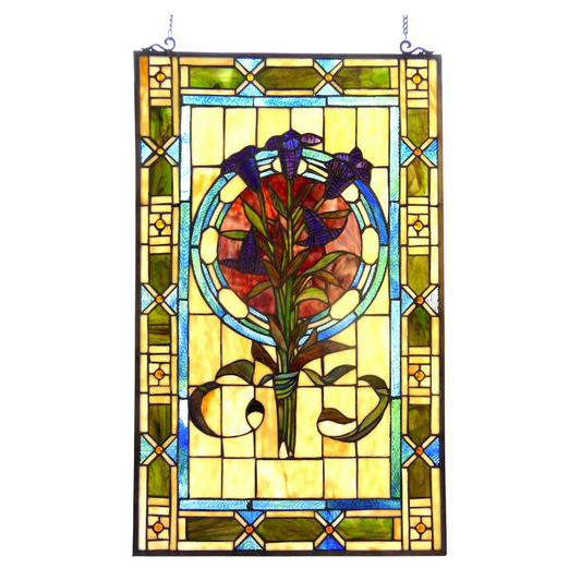 Tiffany-glass Tulips Design Window Panel 20x32