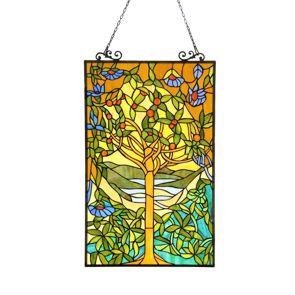 "Tree of Life" Tiffany-glass Window Panel 20x32