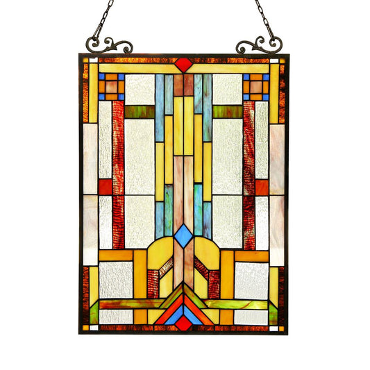 HUSZAR Tiffany-glass Window Panel 17.5x25