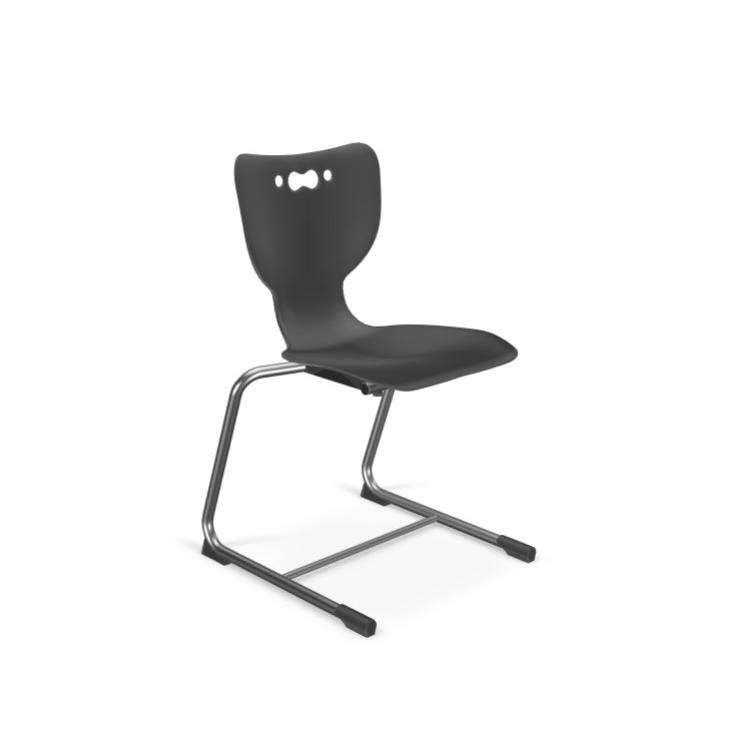 Hierarchy Cantilever School Chair,  14" Height, Chrome Frame, Black Shell