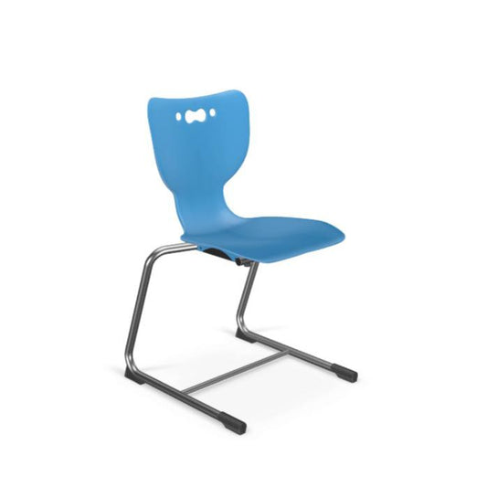 Hierarchy Cantilever School Chair,  14" Height, Chrome Frame, Blue Shell