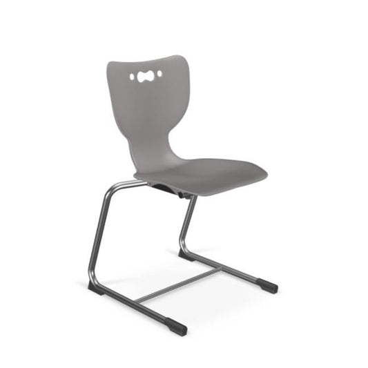 Hierarchy Cantilever School Chair,  14" Height, Chrome Frame, Grey Shell