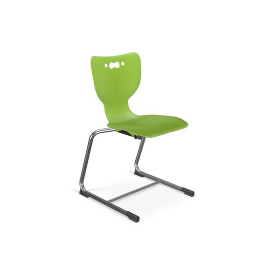 Hierarchy Cantilever School Chair, 14" Height, Chrome Frame, Lime Shell