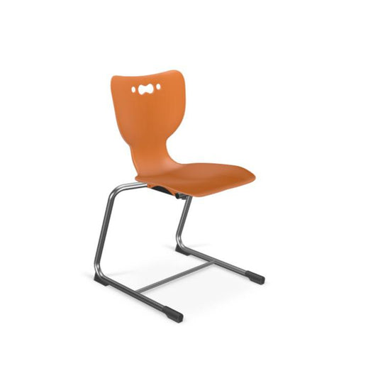 Hierarchy Cantilever School Chair,  14" Height, Chrome Frame, Orange Shell