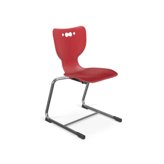 Hierarchy Cantilever School Chair,  14" Height, Chrome Frame, Red Shell