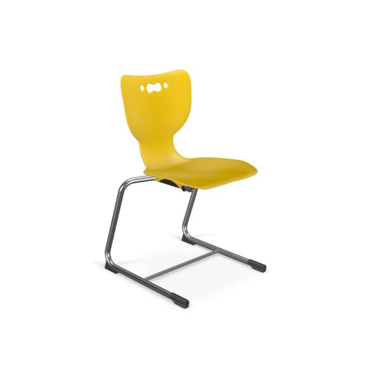 Hierarchy Cantilever School Chair, 14" Height, Chrome Frame, Yellow Shell