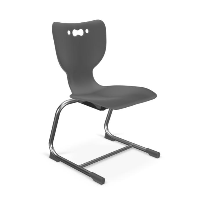 Hierarchy Cantilever School Chair,  16" Height, Chrome Frame, Black Shell