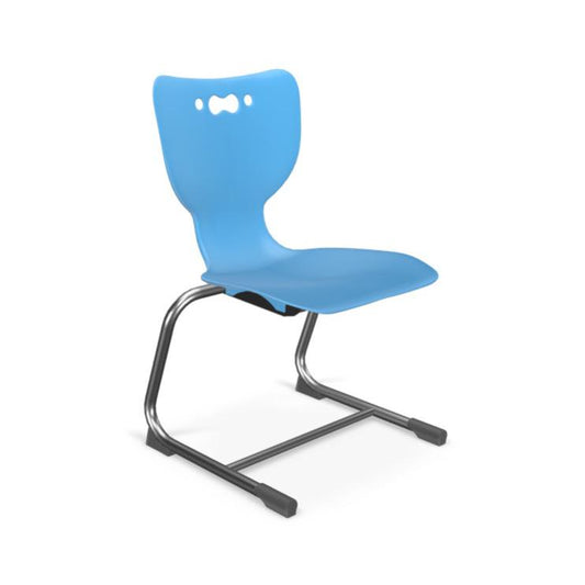 Hierarchy Cantilever School Chair,  16" Height, Chrome Frame, Blue Shell