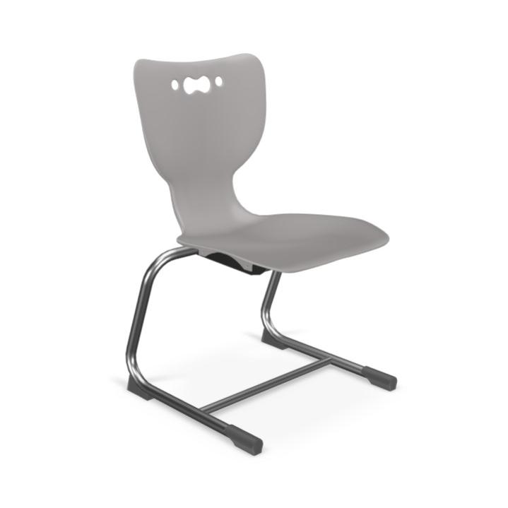 Hierarchy Cantilever School Chair,  16" Height, Chrome Frame, Grey Shell