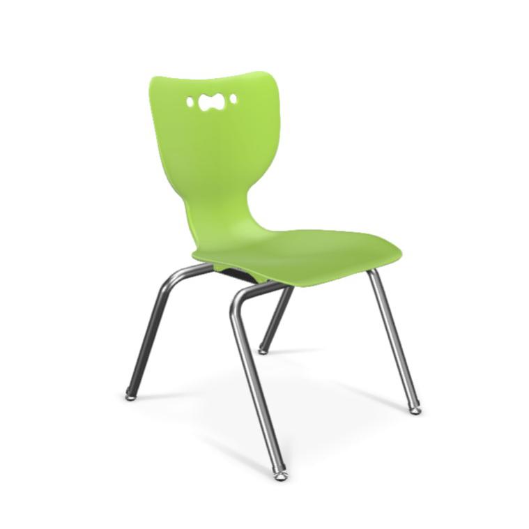 Hierarchy School Chair,  4-Leg, 16" Height, Chrome Frame, Lime Green Shell