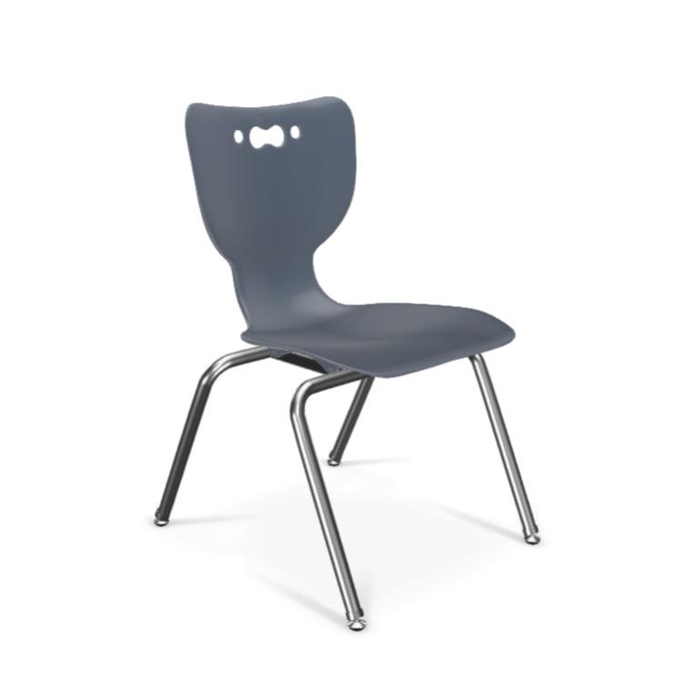 Hierarchy School Chair,  4-Leg, 16" Height, Chrome Frame, Navy Shell